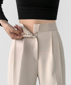 2XL스판 깔끔하게 어디든 일자 와이드핏 슬랙스팬츠 아이보리