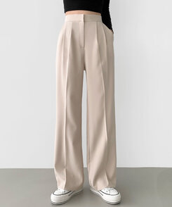 2XL스판 깔끔하게 어디든 일자 와이드핏 슬랙스팬츠 아이보리