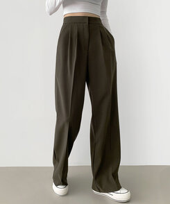 2XL스판 깔끔하게 어디든 일자 와이드핏 슬랙스팬츠 카키