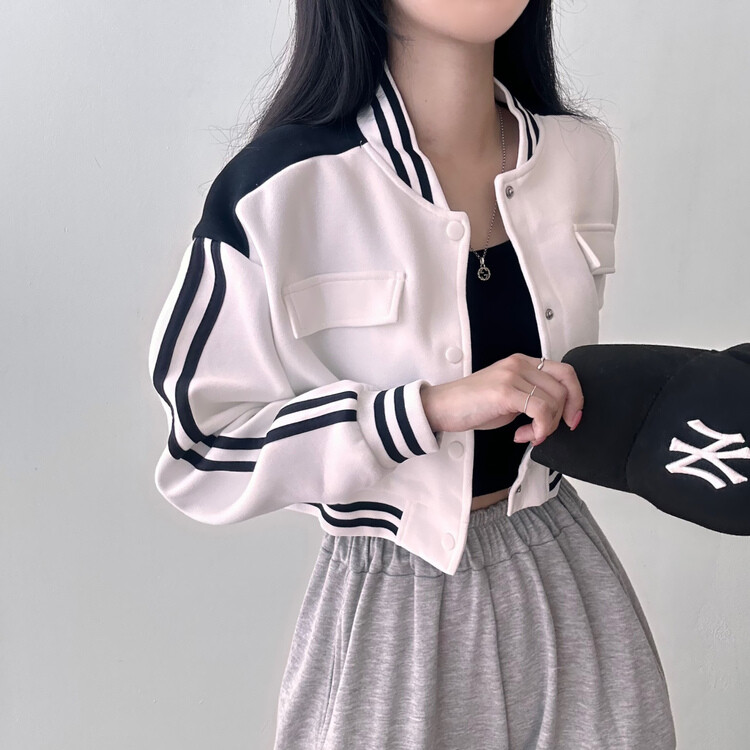 フェイクポケットクロップスタジアムジャンパー｜ジャンパー｜韓国