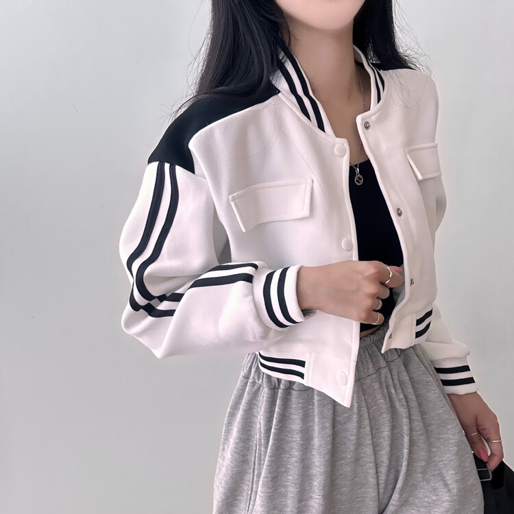 フェイクポケットクロップスタジアムジャンパー｜ジャンパー｜韓国