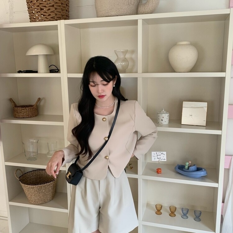 ノーカラーセミフォーマルショートジャケット｜ジャケット｜韓国