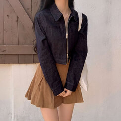 【おっちょ*✧】45rpm　ダブルジップ デニムジャケット 楽天市場】デニムショートジャケット アウター ブルゾン