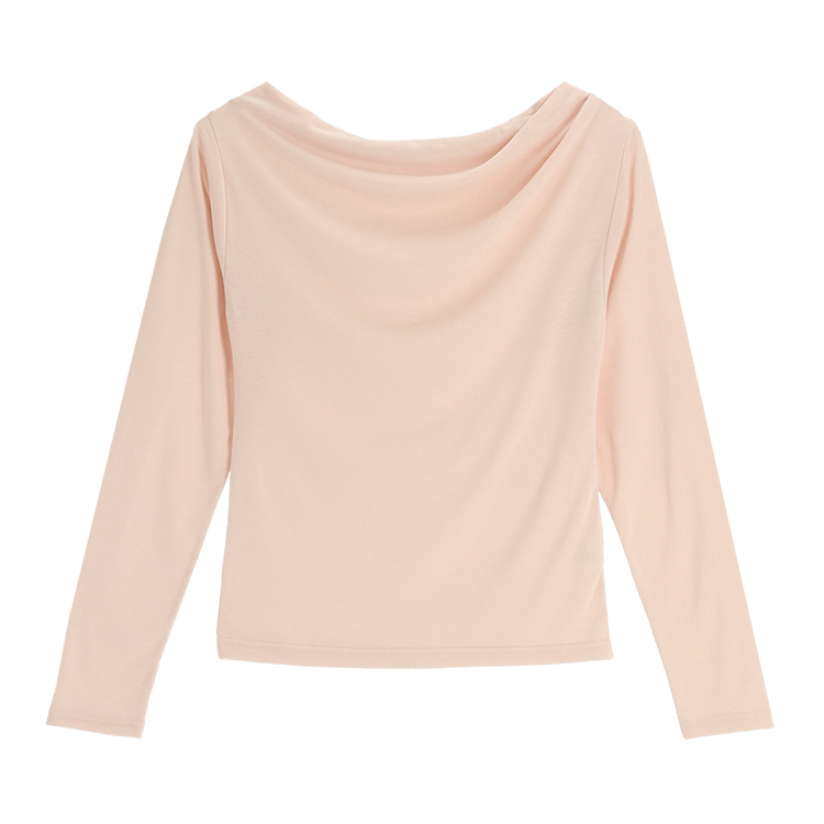 ボートネックシャーリングトップス｜長袖Tシャツ｜韓国