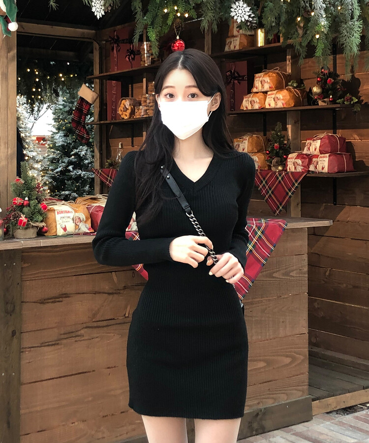 スリムフィットニットミニワンピース｜ミニワンピース｜韓国