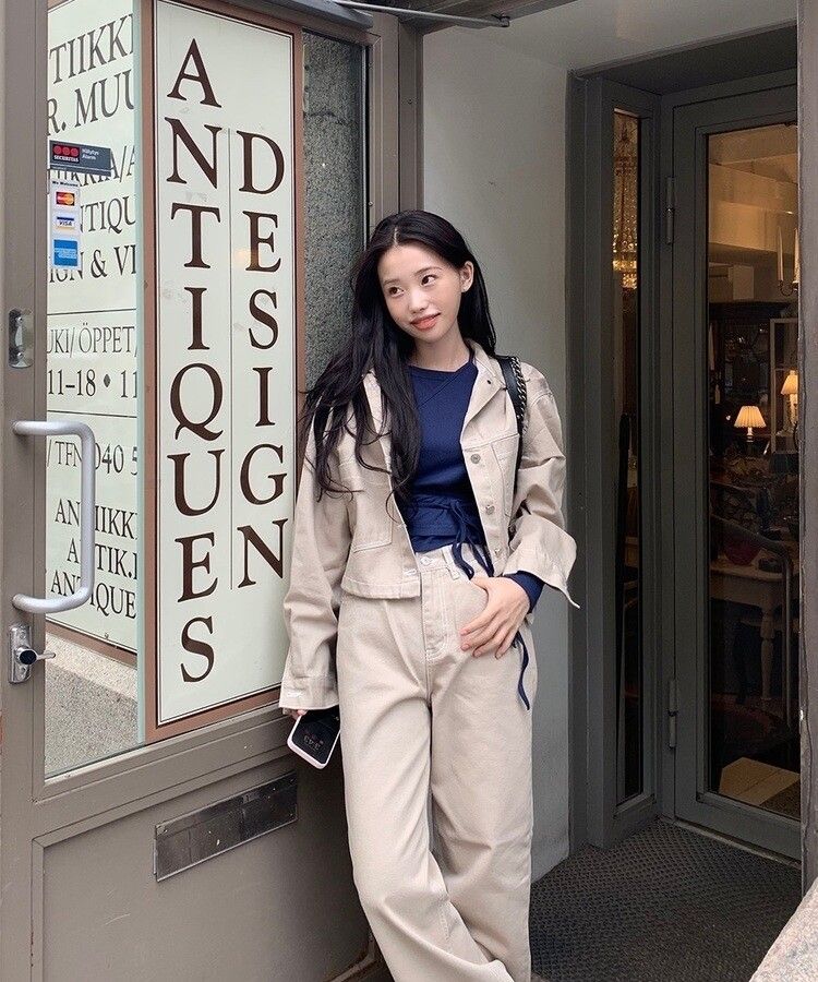 長袖Tシャツ ユニークラップストラップオフショルダー長袖Tシャツ ネイビー