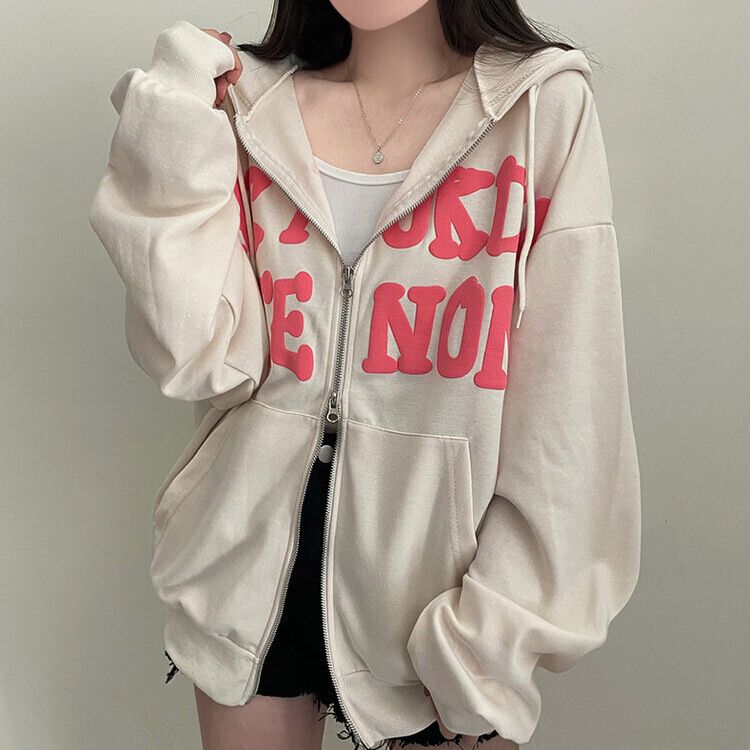 レタリングポイントダブルジップアップルーズパーカー｜ジャンパー