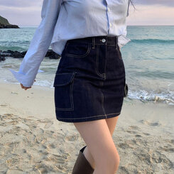 センソユニコ　M2　デニム　スカート　バルーン　インディゴ　38　M相当 試着対象】STANDARD WARDROBE デニム ミニスカート【OtonaMuse6