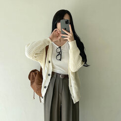 【SET】ロングピンタックワイドスラックス+ベルト ブラウン(ベルトset)