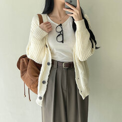 【SET】ロングピンタックワイドスラックス+ベルト ブラウン(ベルトset)