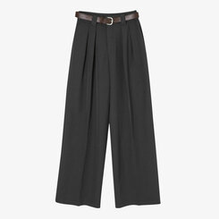 【SET】ロングピンタックワイドスラックス+ベルト