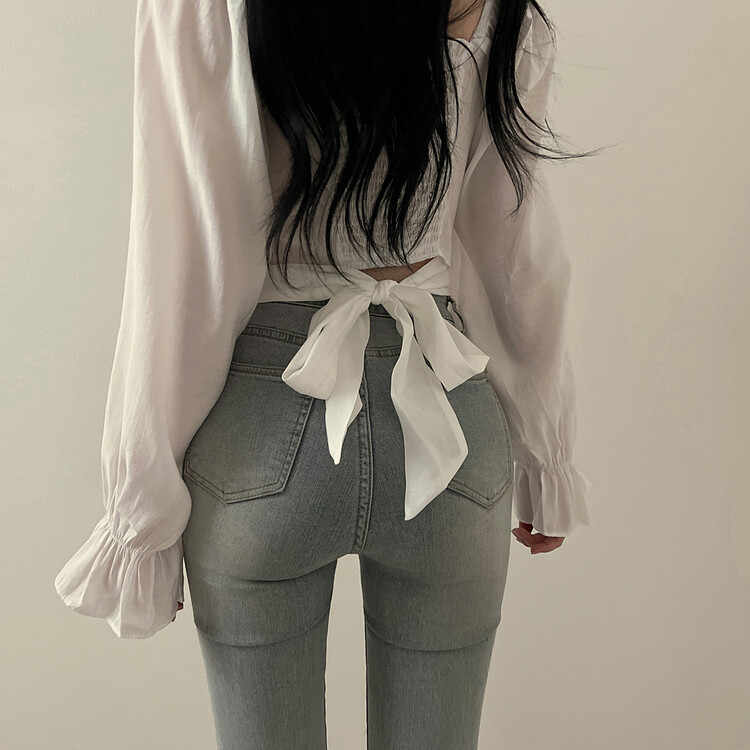 アレンジショルダーバストギャザーレースブラウス ホワイト