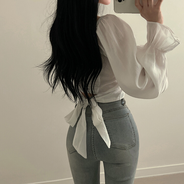 アレンジショルダーバストギャザーレースブラウス ホワイト