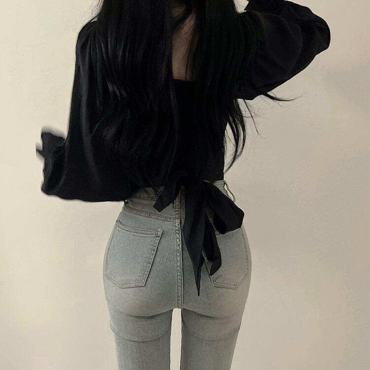 アレンジショルダーバストギャザーレースブラウス ブラック