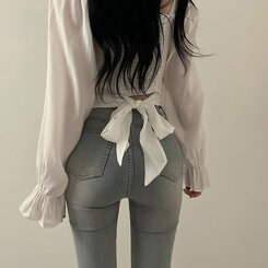 アレンジショルダーバストギャザーレースブラウス ホワイト