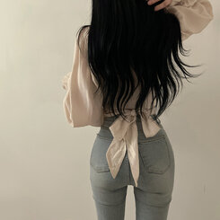 アレンジショルダーバストギャザーレースブラウス ベージュ