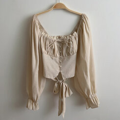 アレンジショルダーバストギャザーレースブラウス