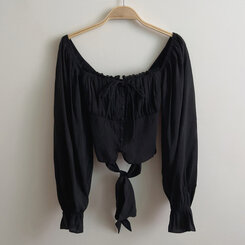 アレンジショルダーバストギャザーレースブラウス