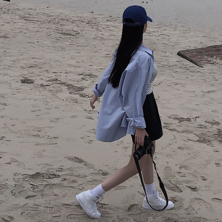 【SHORT/LONG 丈別】オーバーフィットコットンカラーシャツ11色 DARK BLUE