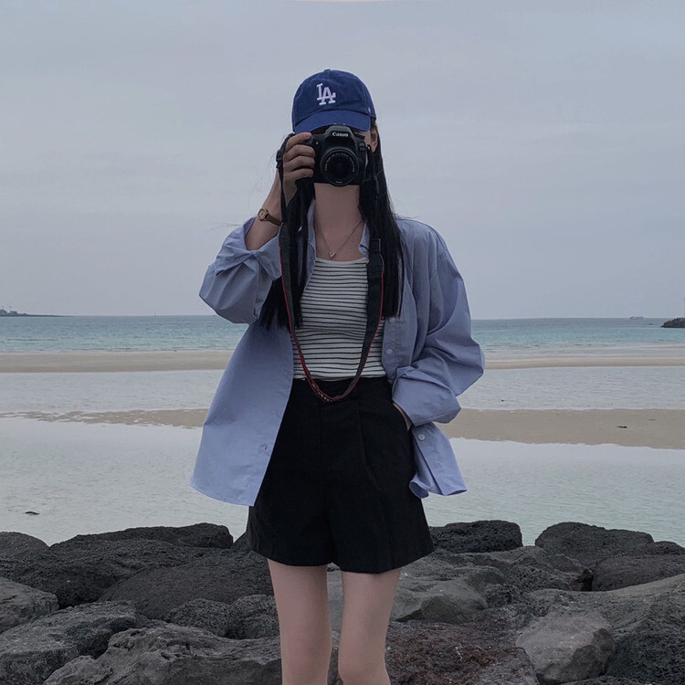 【SHORT/LONG 丈別】オーバーフィットコットンカラーシャツ11色 DARK BLUE