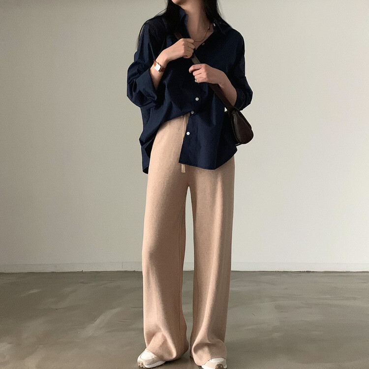【SHORT/LONG 丈別】オーバーフィットコットンカラーシャツ11色 NAVY