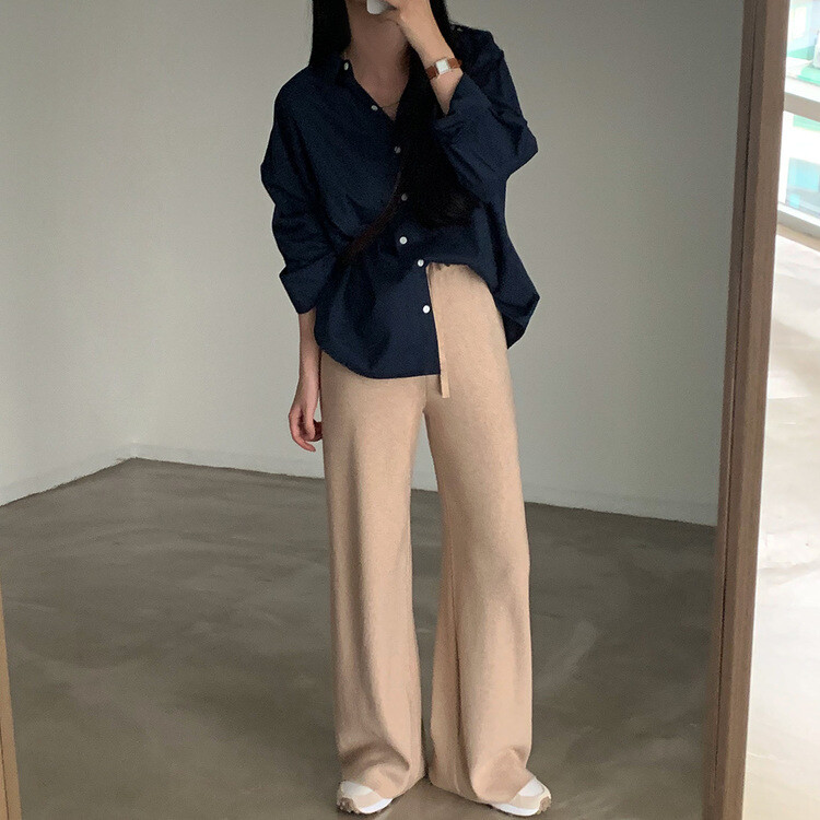 【SHORT/LONG 丈別】オーバーフィットコットンカラーシャツ11色 NAVY
