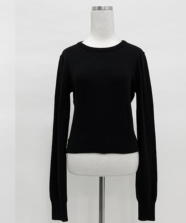 【ラウンドネック/Vネック 形別】スリムウエストリブニット9色