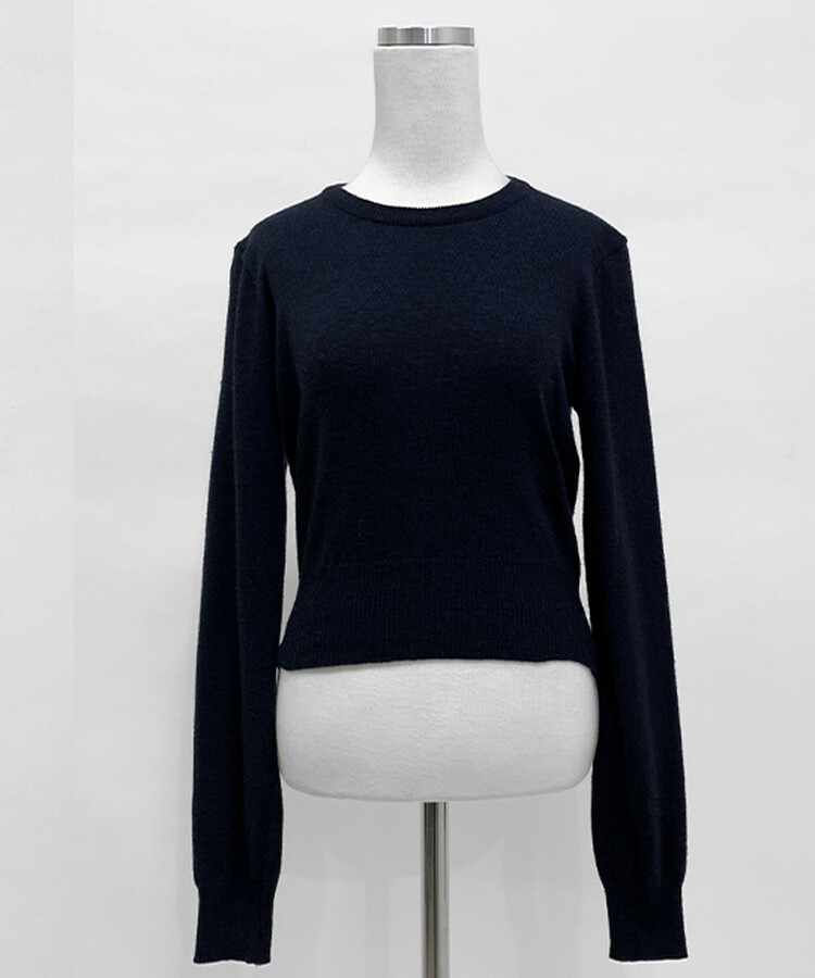 【ラウンドネック/Vネック 形別】スリムウエストリブニット9色