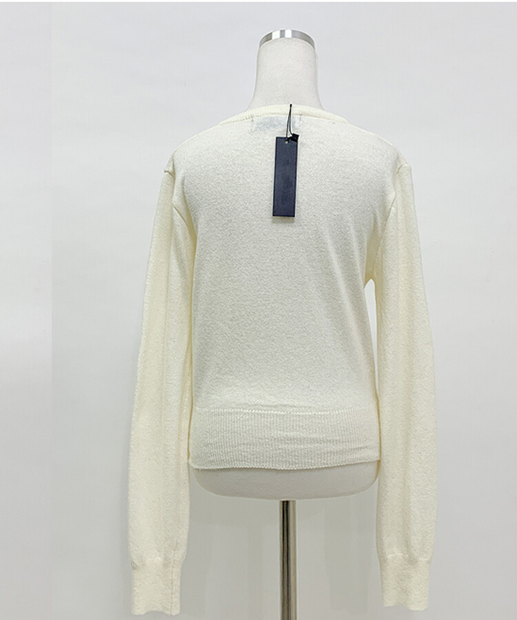 【ラウンドネック/Vネック 形別】スリムウエストリブニット9色