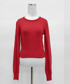 【ラウンドネック/Vネック 形別】スリムウエストリブニット9色