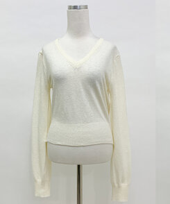 【ラウンドネック/Vネック 形別】スリムウエストリブニット9色