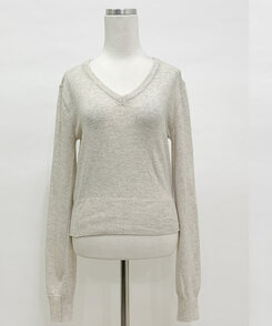 【ラウンドネック/Vネック 形別】スリムウエストリブニット9色