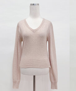 【ラウンドネック/Vネック 形別】スリムウエストリブニット9色