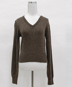 【ラウンドネック/Vネック 形別】スリムウエストリブニット9色