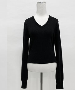 【ラウンドネック/Vネック 形別】スリムウエストリブニット9色