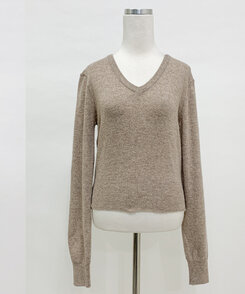 【ラウンドネック/Vネック 形別】スリムウエストリブニット9色