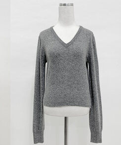 【ラウンドネック/Vネック 形別】スリムウエストリブニット9色