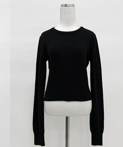 【ラウンドネック/Vネック 形別】スリムウエストリブニット9色