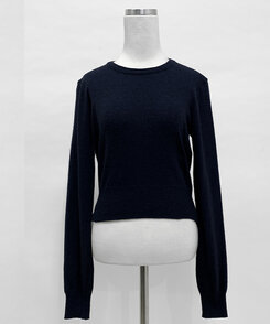 【ラウンドネック/Vネック 形別】スリムウエストリブニット9色