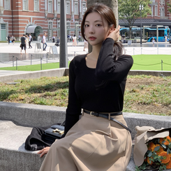 Darich スクエアネックレースリブカットトップス スクエアネック 襟付き リブ[品番：LCLW0007709]｜レース