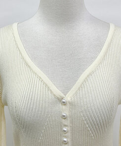 パールボタンレーススリーブカーディガン