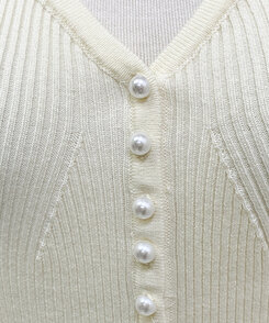 パールボタンレーススリーブカーディガン