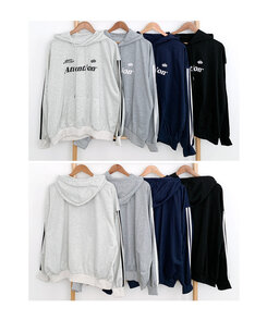 Attentionプリントラインスリーブスポーティーパーカー