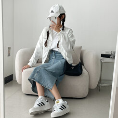 ワンラインカジュアルジップアップジャンパー アイボリー