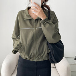 ワンラインカジュアルジップアップジャンパー カーキ