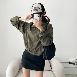 ワンラインカジュアルジップアップジャンパー カーキ