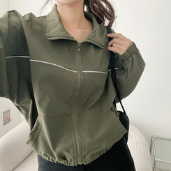 ワンラインカジュアルジップアップジャンパー カーキ