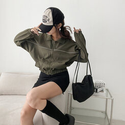 ワンラインカジュアルジップアップジャンパー カーキ