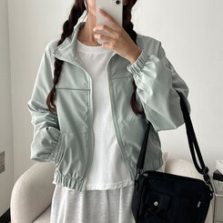 ワンラインカジュアルジップアップジャンパー グリーン