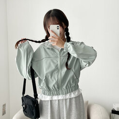 ワンラインカジュアルジップアップジャンパー グリーン